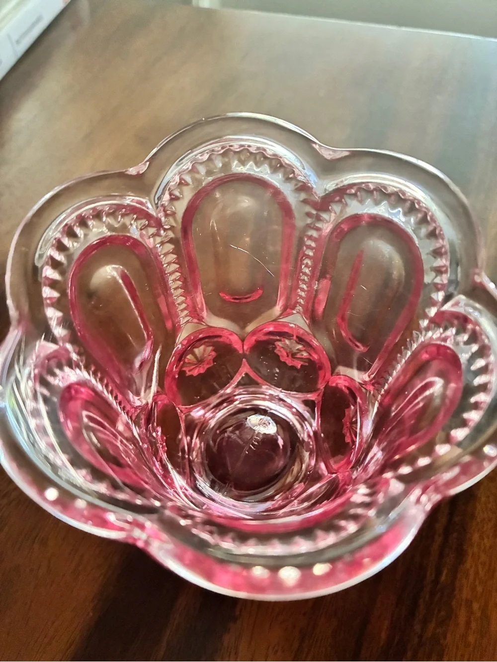 Vintage Pink L.G. Wright Moon and Star Glass Spooner Vase
